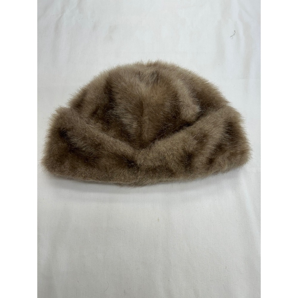 Unbranded Faux Fur Pillbox Hat Womens OS Brown Vintage Union Made Winter